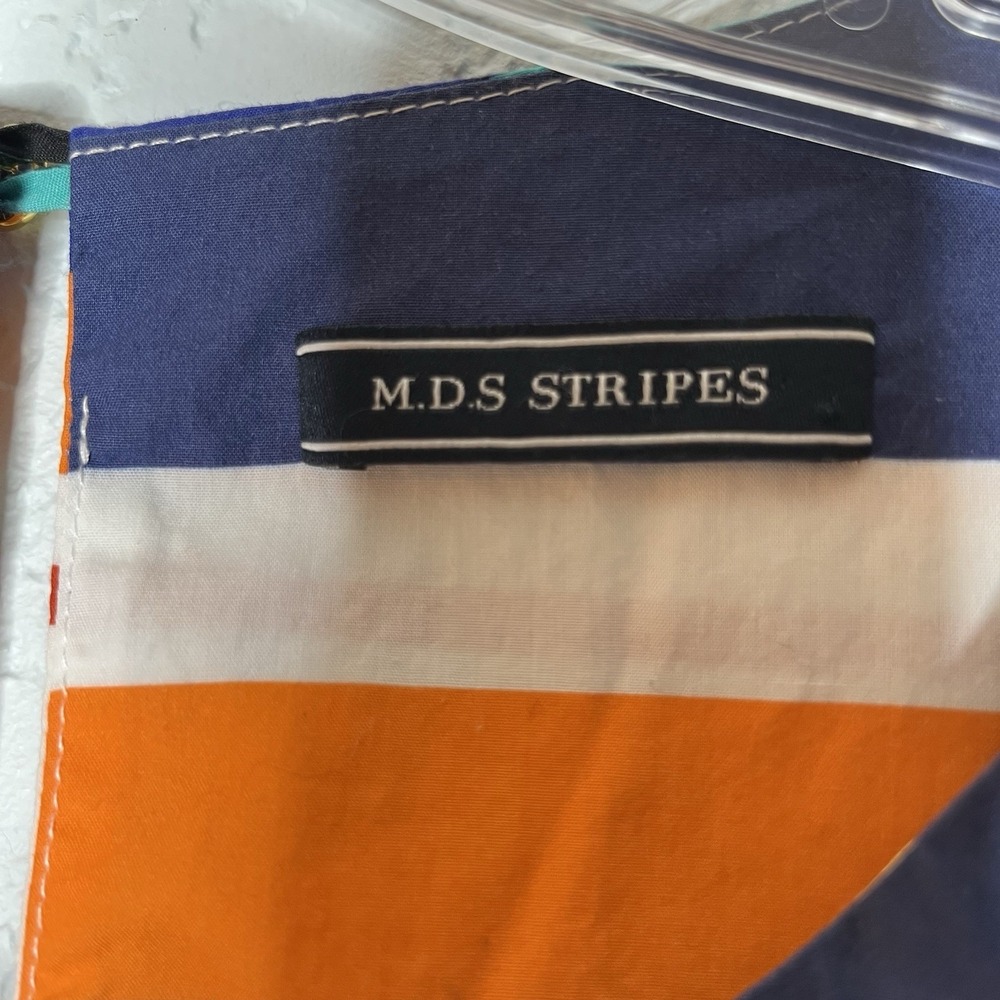 MDS Stripes Women's Maxi Dress Size 2 Multicolor 100% Cotton Tiered Coastal - Picture 4 of 10